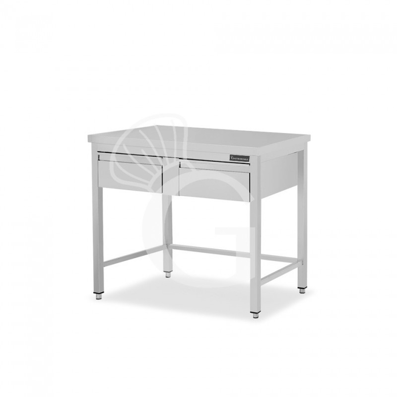 Tavolo inox 2 cassetti L 1000 mm x P 800 mm x H 850 mm