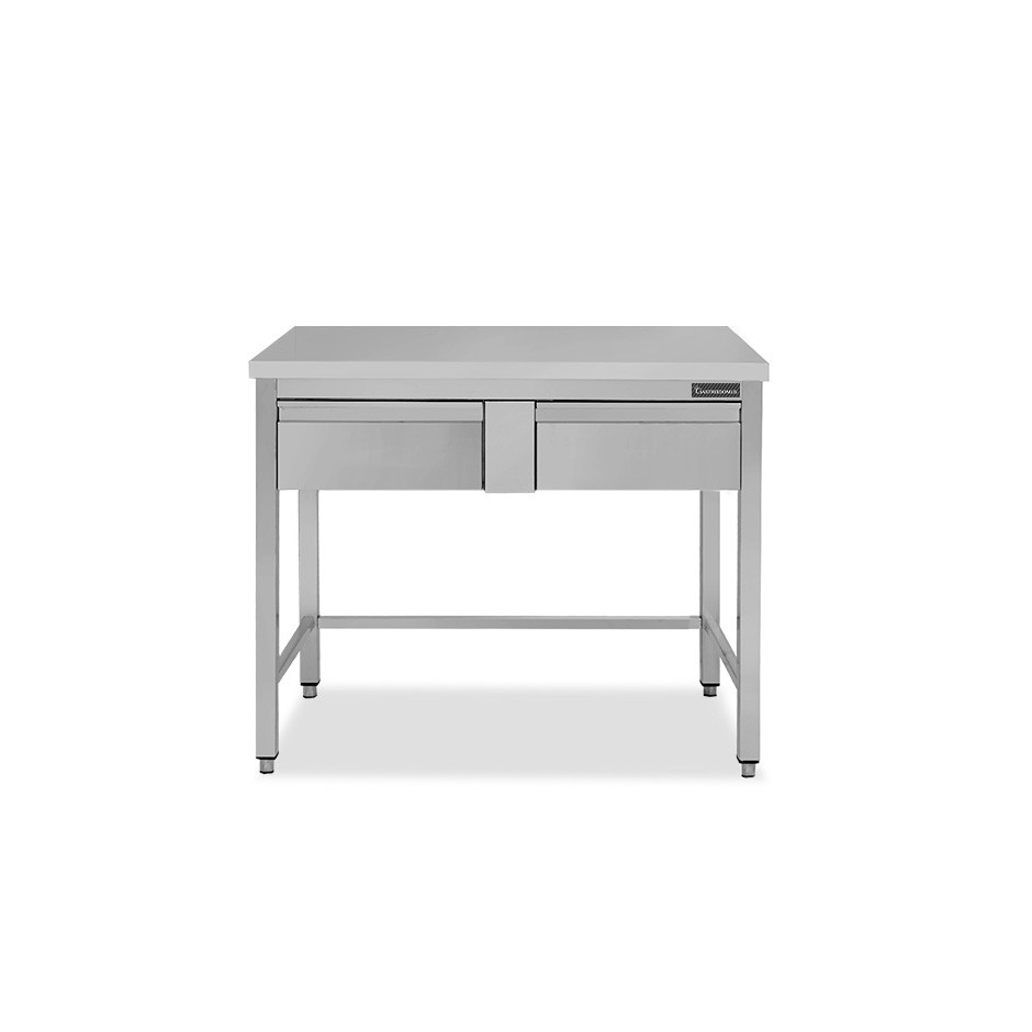 Tavolo inox 2 cassetti L 1000 mm x P 800 mm x H 850 mm