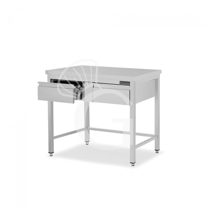 Tavolo inox 2 cassetti L 1000 mm x P 800 mm x H 850 mm