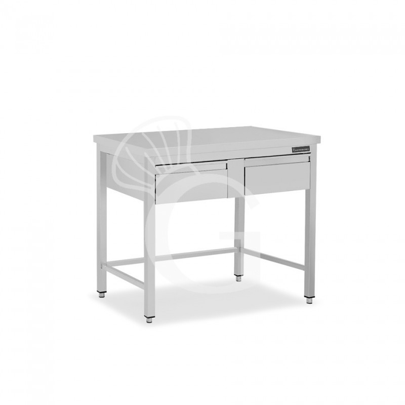 Tavolo inox 2 cassetti L 1000 mm x P 800 mm x H 850 mm