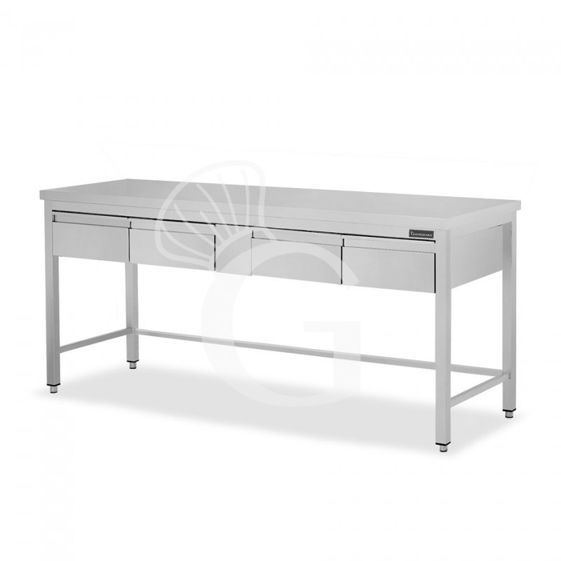 Tavolo inox 4 cassetti L 2000 mm x P 800 mm x H 850 mm
