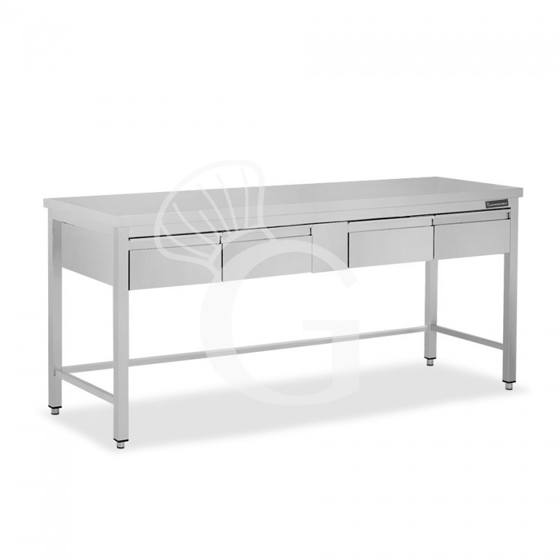 Tavolo inox 4 cassetti L 2000 mm x P 800 mm x H 850 mm
