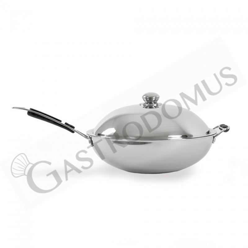 Padella per wok diametro 360 m x H 100 mm dotata di coperchio Padella per wok diametro 360 m x H 100 mm dotata di coperchio