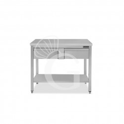 Tavolo inox ripiano 2 cassetti L 1000 mm x P 700 mm x H 850 mm
