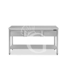 Tavolo inox ripiano 3 cassetti L 1500 mm x P 800 mm x H 850 mm