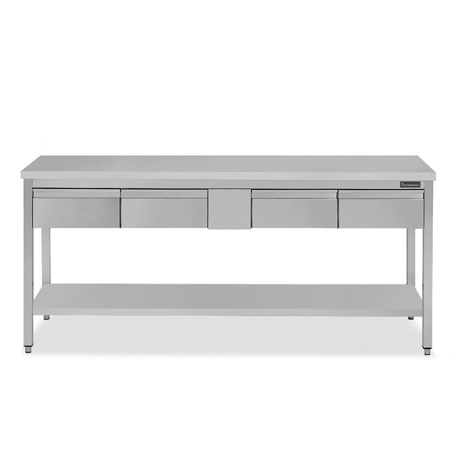 Tavolo inox ripiano 4 cassetti L 1800 mm x P 800 mm x H 850 mm