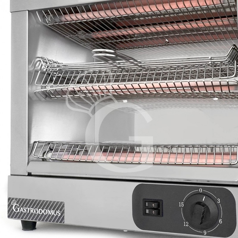 Tostapane 3 Kw monofase L 490 mm x P 260 mm x H 370 mm 6 pinze cassetto raccogli briciole
