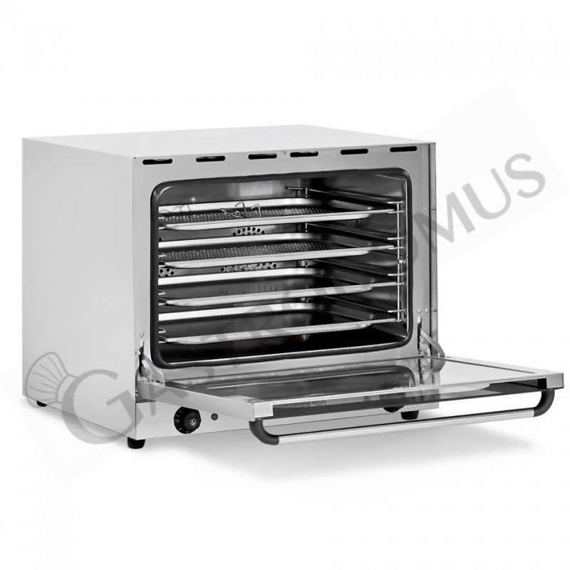 Forno elettrico a convezione, porta ribalta, comandi meccanici, 4 teglie GN1/1, potenza 2,67 kw