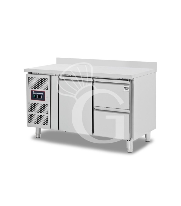 Tavolo Refrigerato 2 cassetti 1 porta 700 mm -2°C/+8°C alzatina Motore a sinistra
