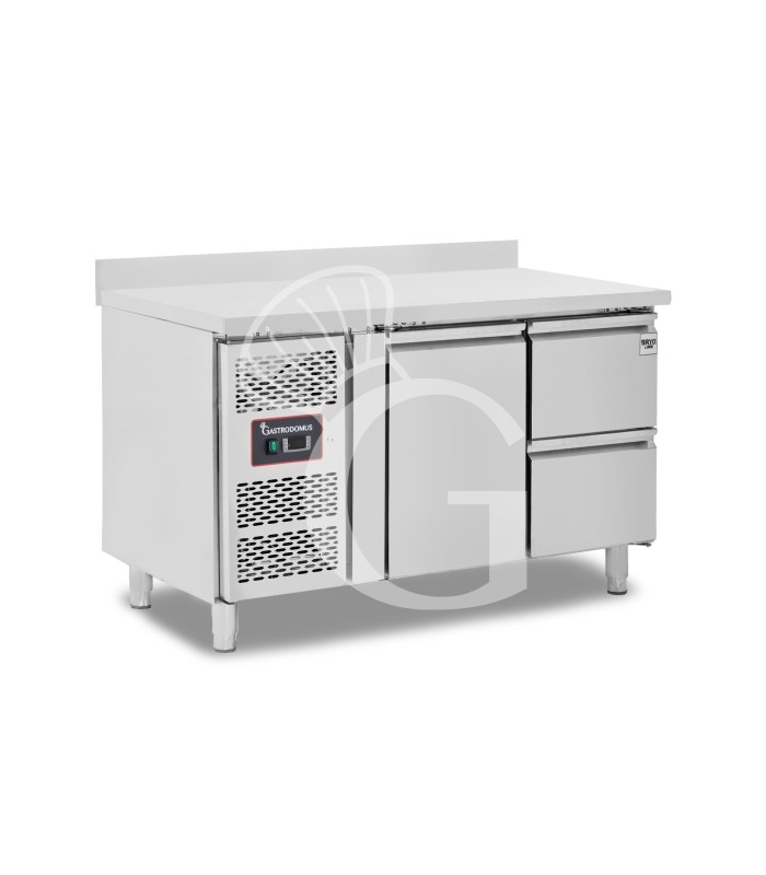 Tavolo Refrigerato 2 cassetti 1 porta 700 mm -2°C/+8°C alzatina Motore a sinistra