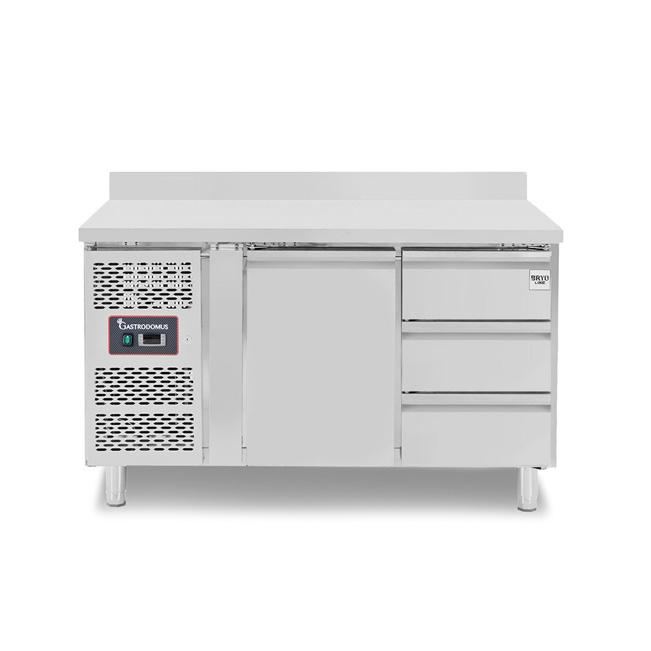 Tavolo Refrigerato 3 cassetti 1 porta 700 mm -2°C/+8°C alzatina motore a sinistra