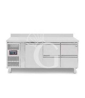 Tavolo Refrigerato 4 cassetti 1 porta 700 mm -2°C/+8°C alzatina Motore a sinistra