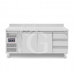 Tavolo Refrigerato 3 cassetti 2 porte 700 mm -2°C/+8°C alzatina Motore a sinistra