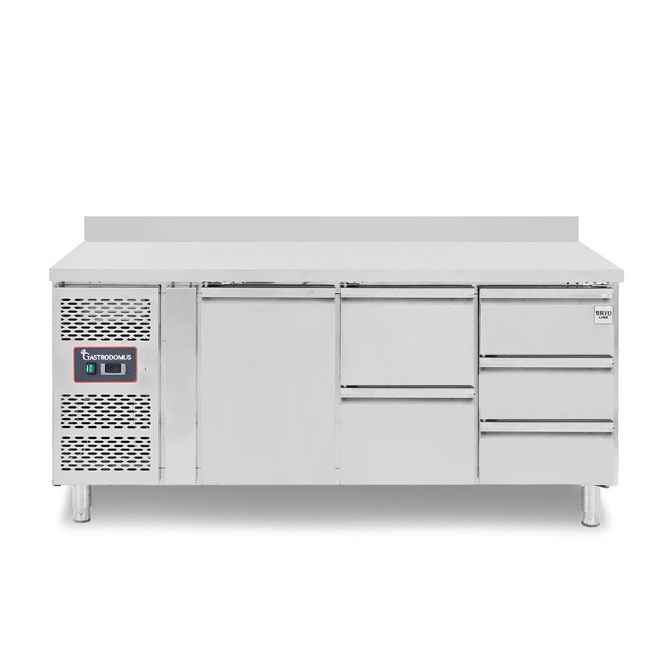 Tavolo Refrigerato 5 cassetti 1 porta 700 mm -2°C/+8°C alzatina Motore a sinistra