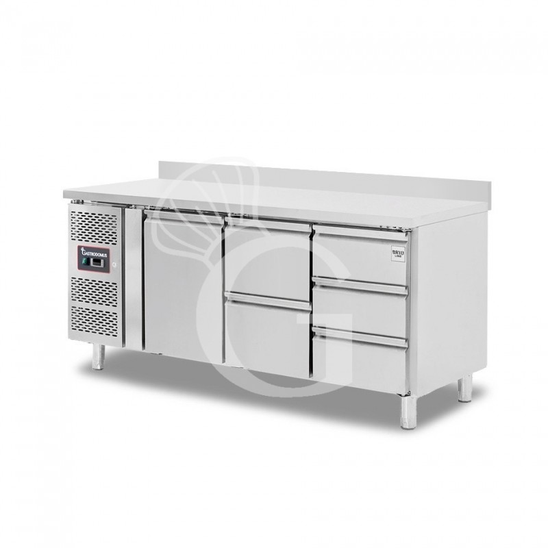Tavolo Refrigerato 5 cassetti 1 porta 700 mm -2°C/+8°C alzatina Motore a sinistra