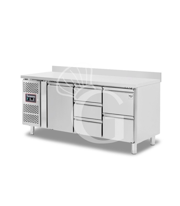 Tavolo Refrigerato 5 cassetti 1 porta 700 mm -2°C/+8°C alzatina Motore a sinistra