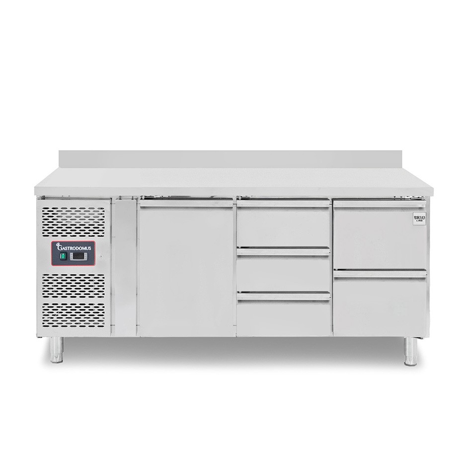 Tavolo Refrigerato 5 cassetti 1 porta 700 mm -2°C/+8°C alzatina Motore a sinistra