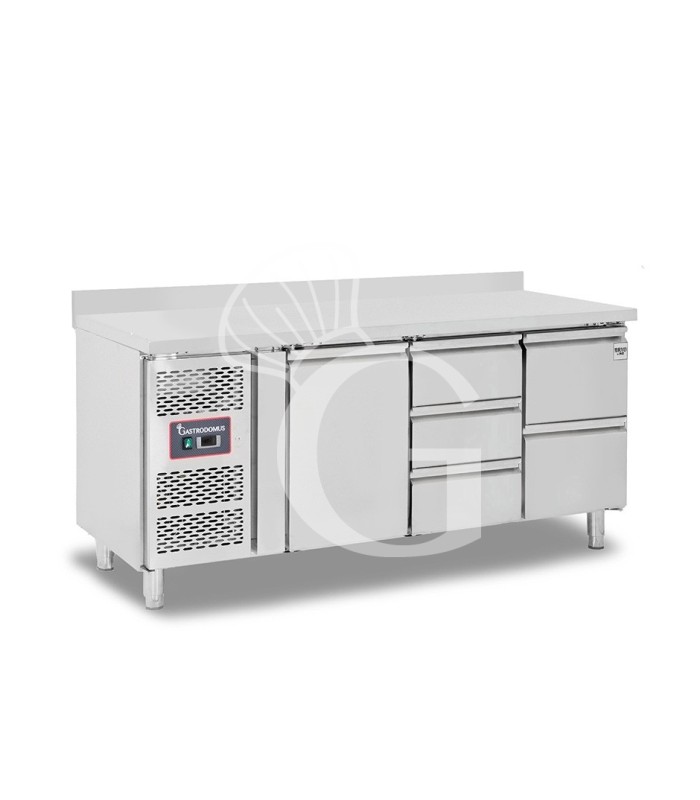 Tavolo Refrigerato 5 cassetti 1 porta 700 mm -2°C/+8°C alzatina Motore a sinistra