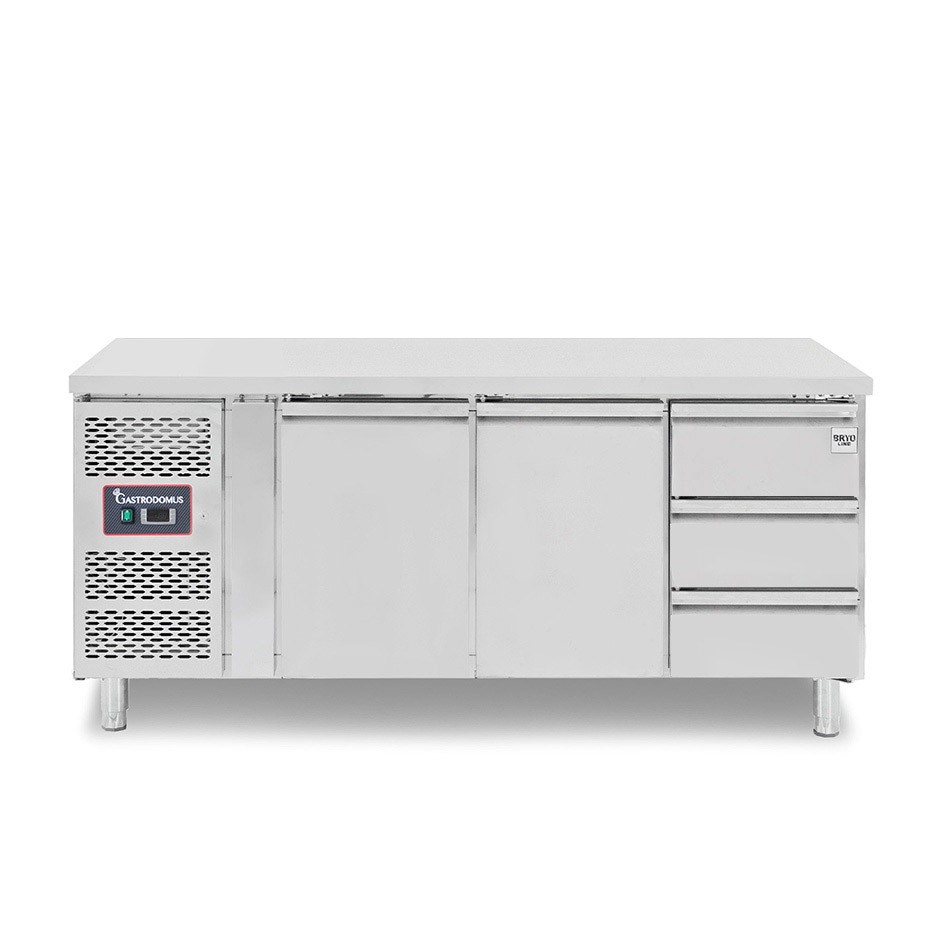 Tavolo Refrigerato 3 cassetti 2 porte 700 mm -2°C/+8°C Motore a sinistra
