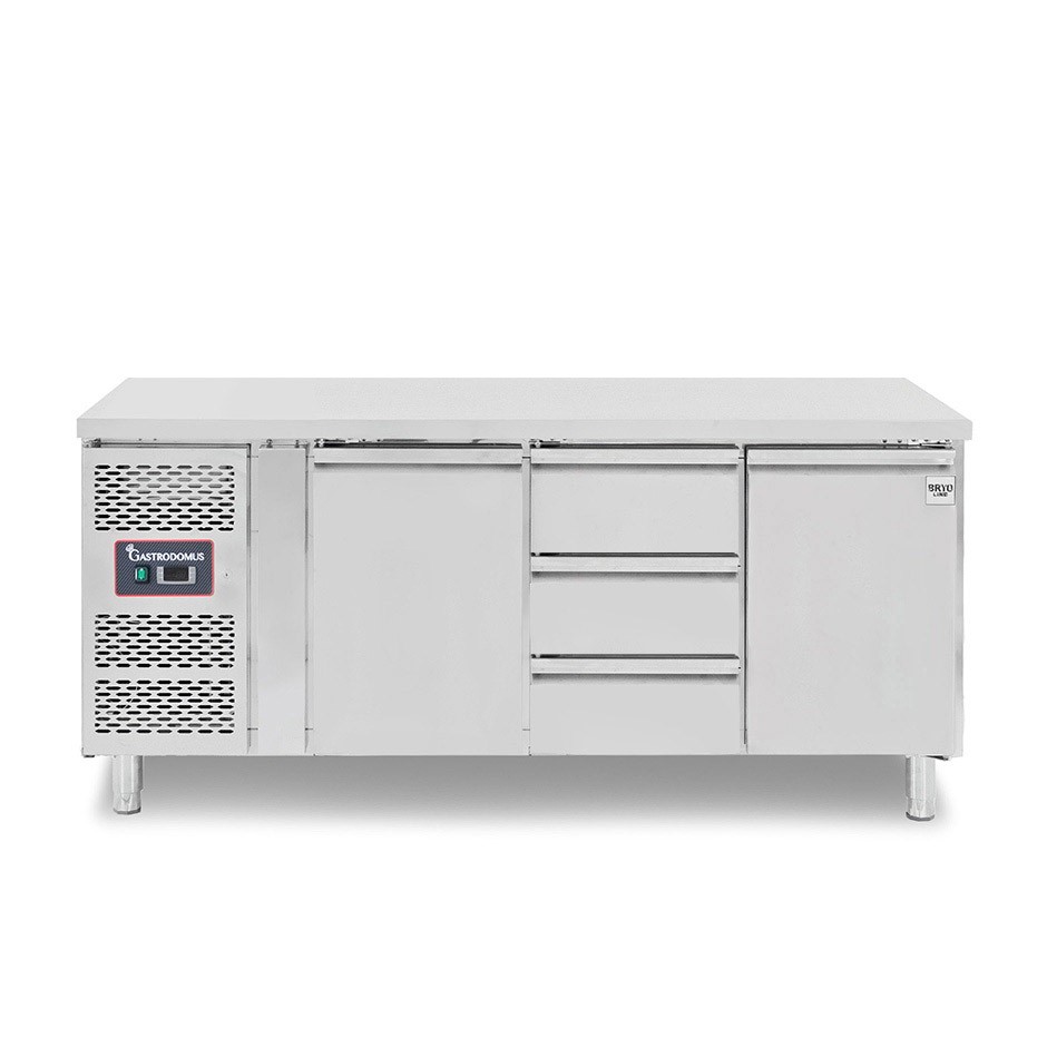 Tavolo Refrigerato 3 cassetti 2 porte 700 mm -2°C/+8°C Motore a sinistra
