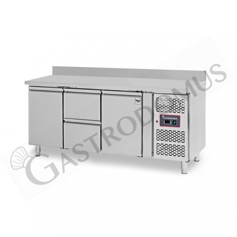 Tavolo Refrigerato 2 cassetti 2 porte 700 mm -2°C/+8°C alzatina per Gastronomia