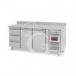 Tavolo Refrigerato 3 cassetti 2 porte 700 mm -2°C/+8°C alzatina