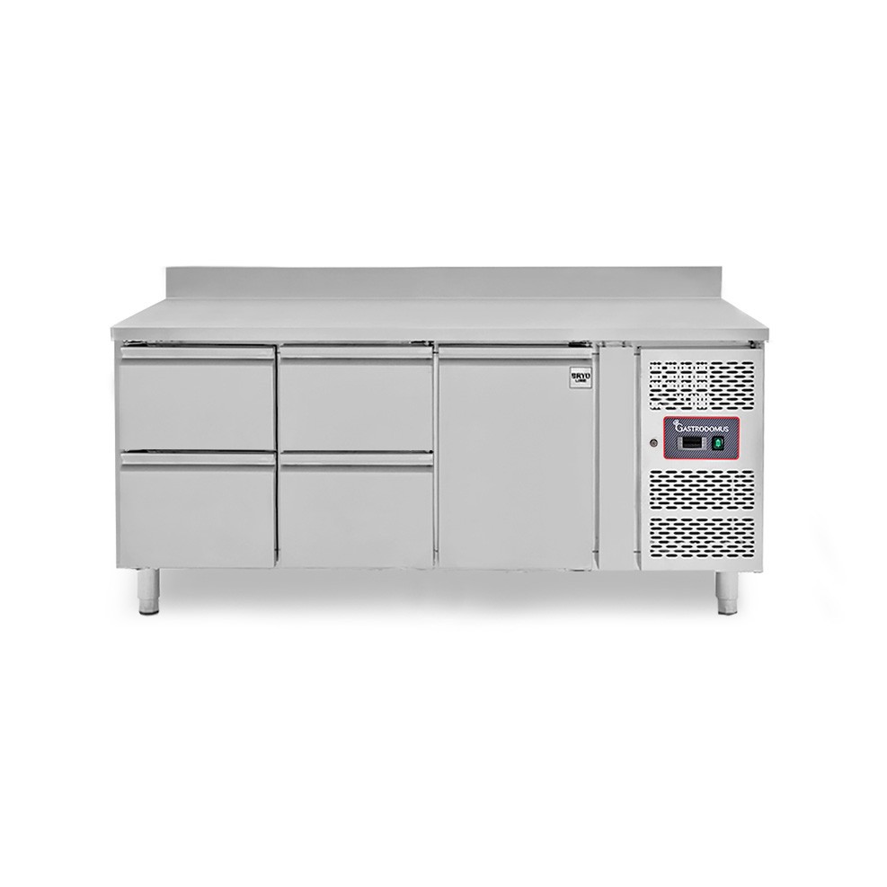 Tavolo Refrigerato 4 cassetti 1 porta 700 mm -2°C/+8°C alzatina per Gastronomia