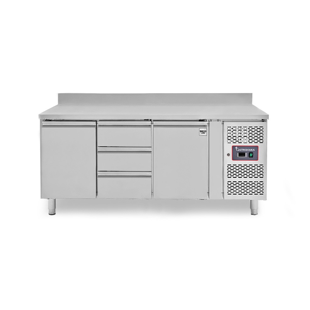 Tavolo Refrigerato 3 cassetti 2 porte 700 mm -2°C/+8°C alzatina