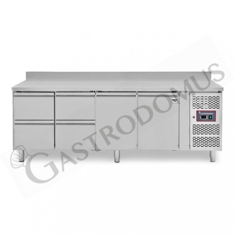 Tavolo Refrigerato 4 cassetti 2 porte 700 mm -2°C/+8°C alzatina per Gastronomia Tavolo Refrigerato 4 cassetti 2 porte 700 mm -2°C/+8°C alzatina per Gastronomia
