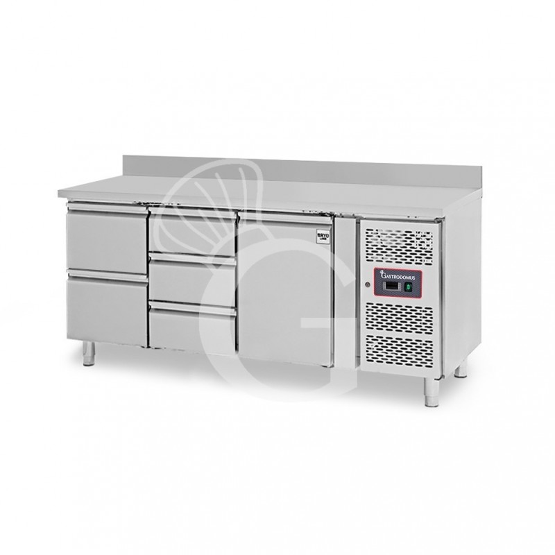 Tavolo Refrigerato 5 cassetti 1 porta 700 mm -2°C/+8°C alzatina per Gastronomia