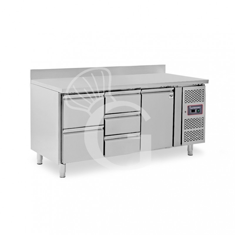 Tavolo Refrigerato 5 cassetti 1 porta 700 mm -2°C/+8°C alzatina per Gastronomia