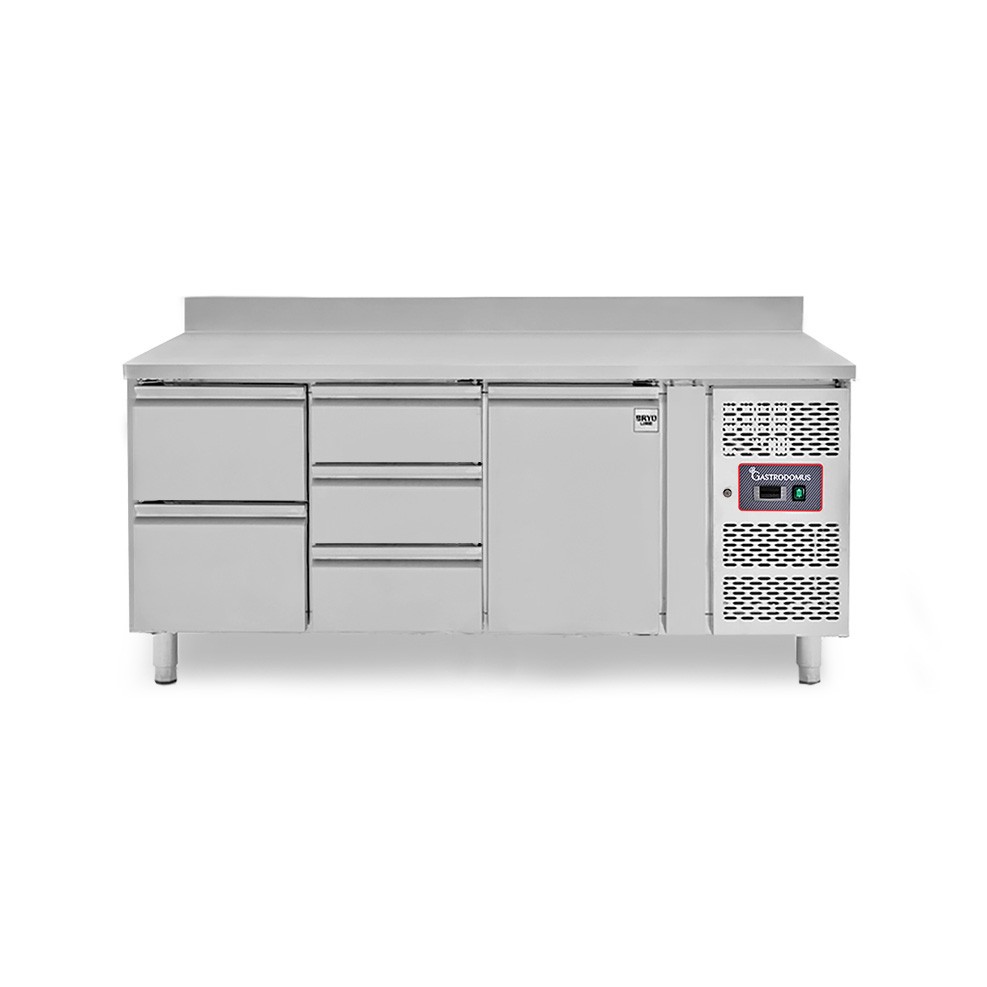 Tavolo Refrigerato 5 cassetti 1 porta 700 mm -2°C/+8°C alzatina per Gastronomia