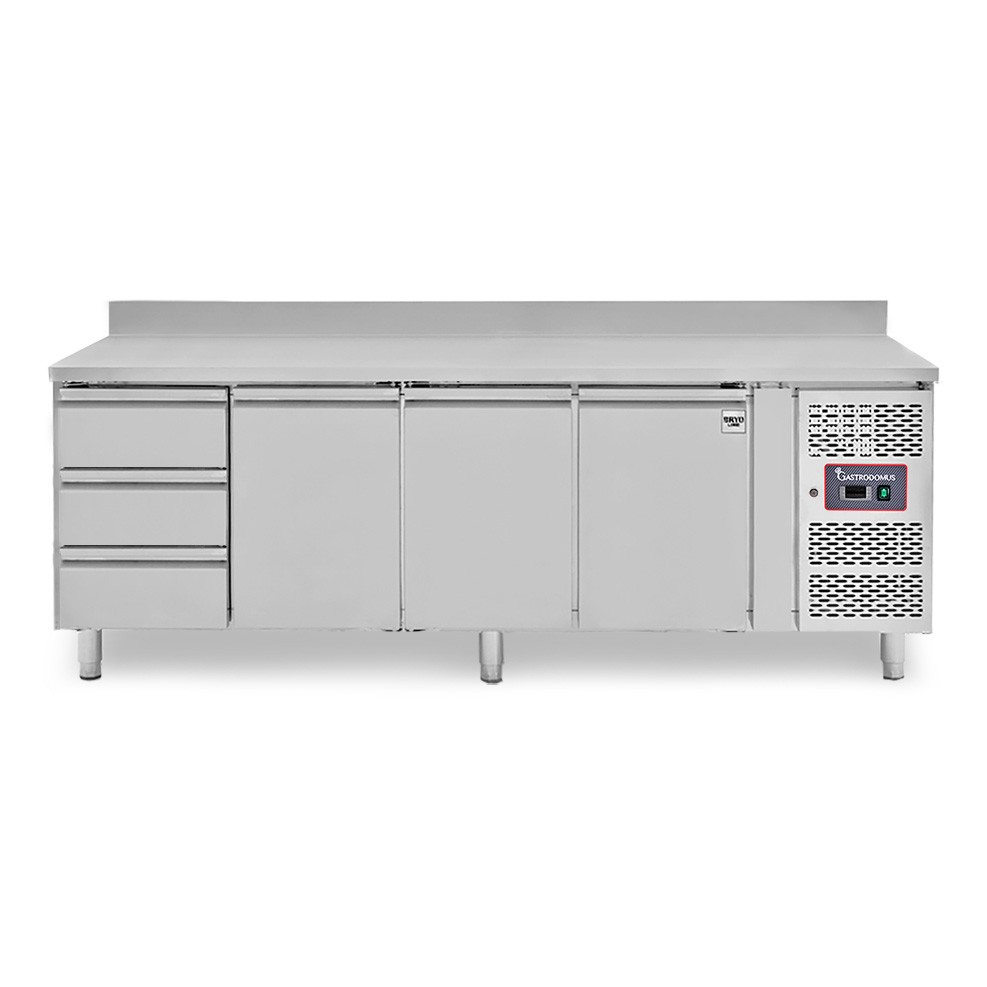 Tavolo Refrigerato 3 cassetti 3 porte 700 mm -2°C/+8°C alzatina