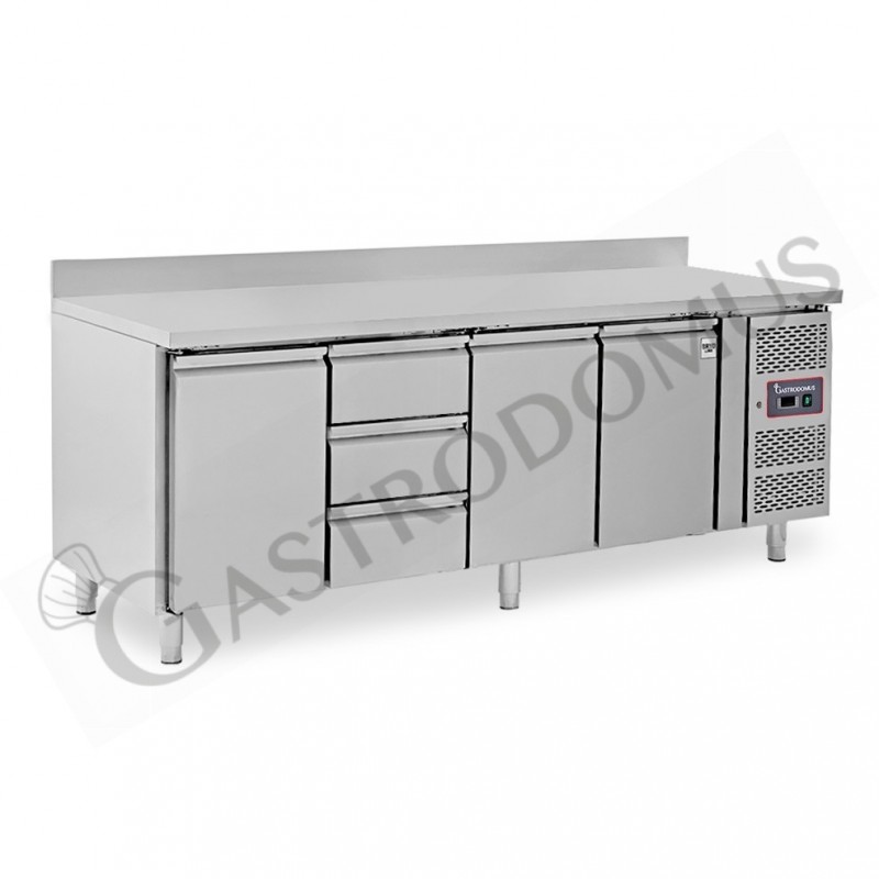 Tavolo Refrigerato 3 cassetti 3 porte 700 mm -2°C/+8°C alzatina