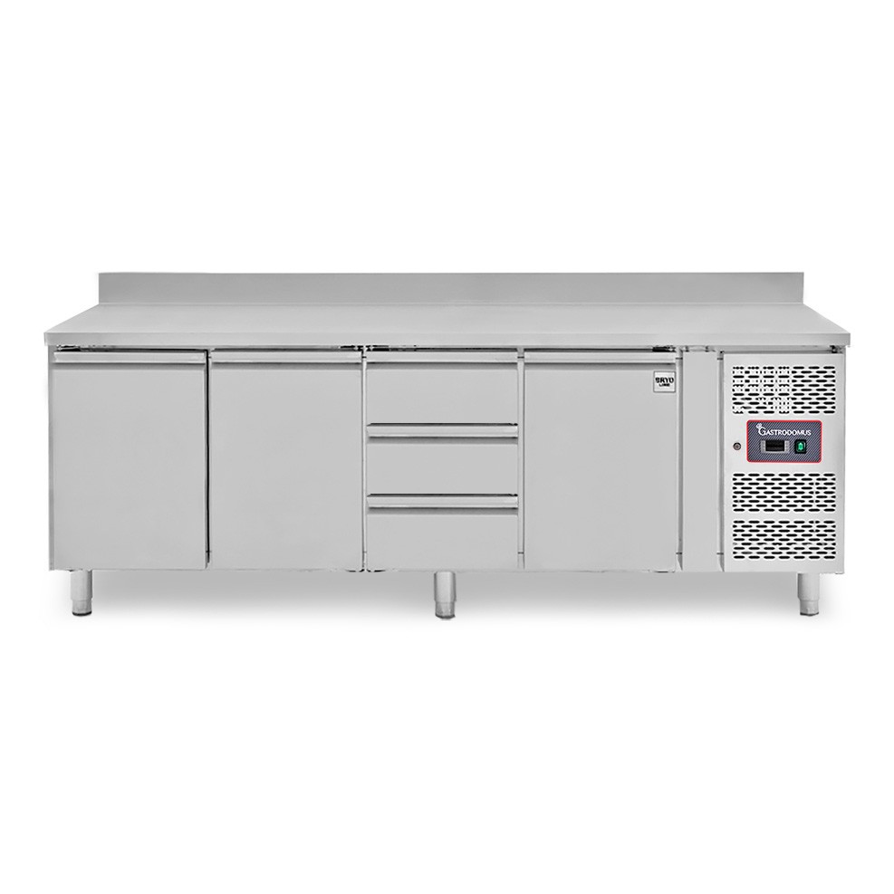 Tavolo Refrigerato 3 cassetti 3 porte 700 mm -2°C/+8°C alzatina