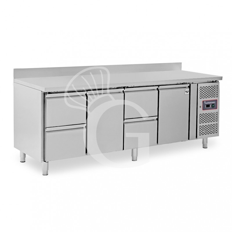 Tavolo Refrigerato 4 cassetti 2 porte 700 mm -2°C/+8°C alzatina per Gastronomia