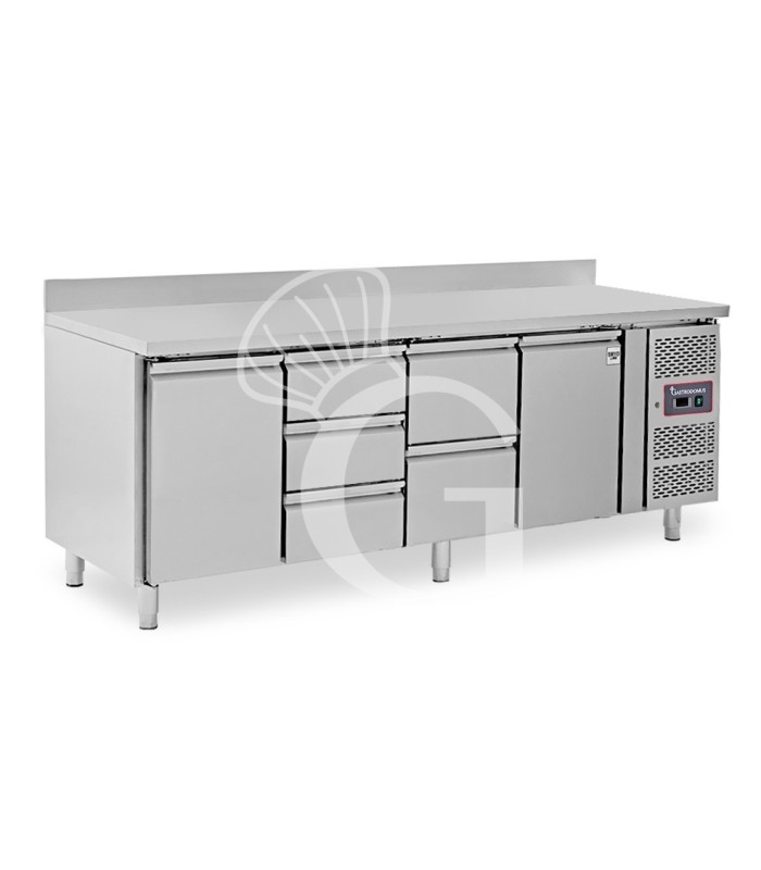 Tavolo Refrigerato 5 cassetti 2 porte 700 mm -2°C/+8°C alzatina per Gastronomia
