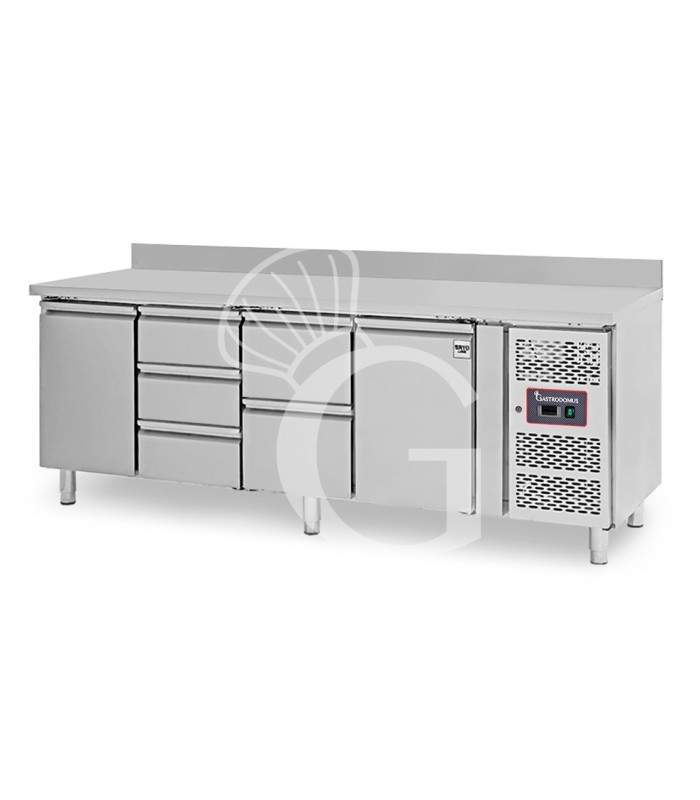 Tavolo Refrigerato 5 cassetti 2 porte 700 mm -2°C/+8°C alzatina per Gastronomia