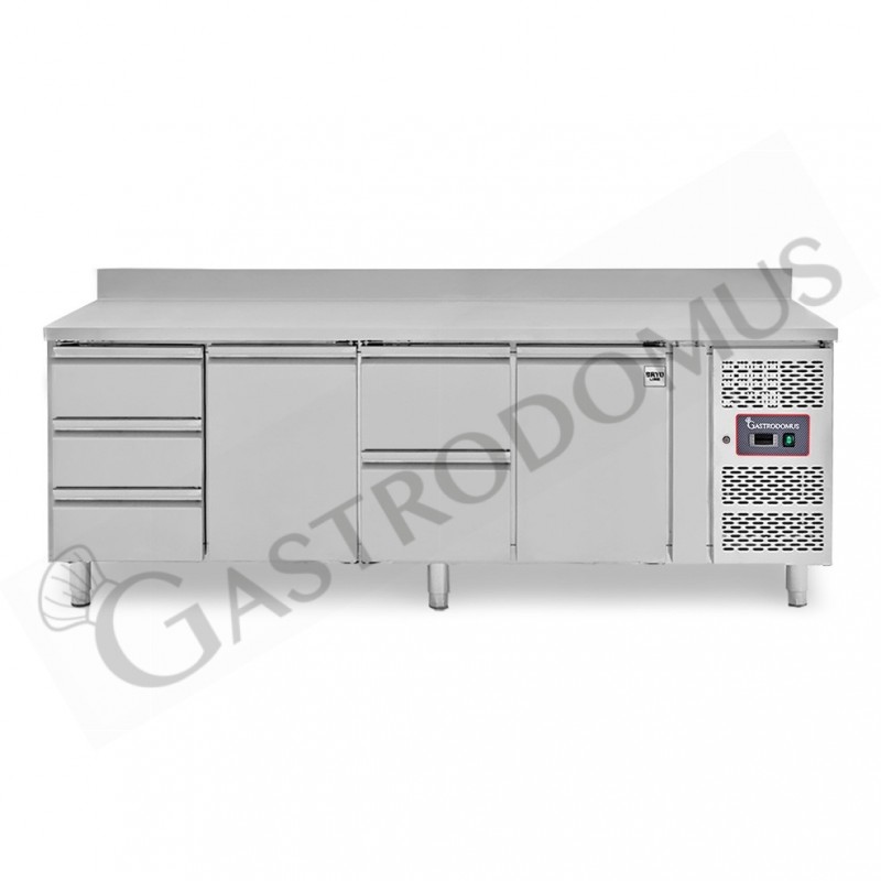 Tavolo Refrigerato 5 cassetti 2 porte 700 mm -2°C/+8°C alzatina per Gastronomia Tavolo Refrigerato 5 cassetti 2 porte 700 mm -2°C/+8°C alzatina per Gastronomia