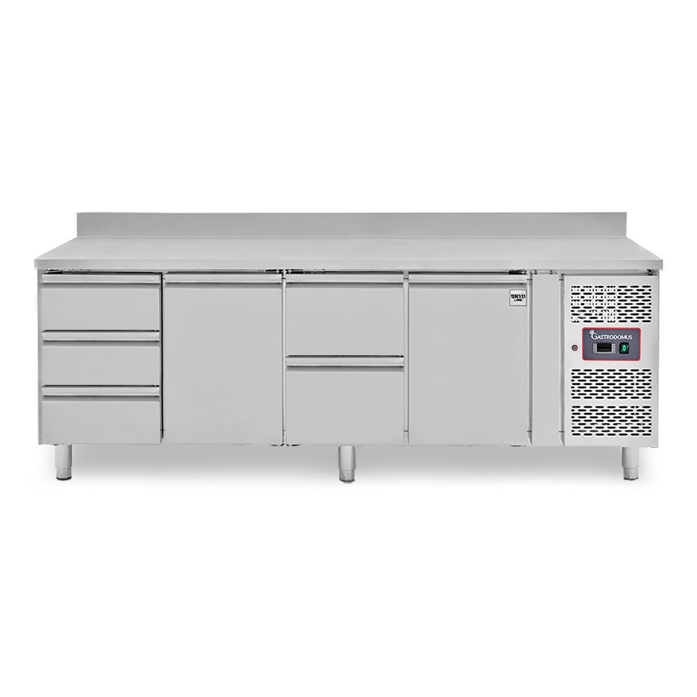 Tavolo Refrigerato 5 cassetti 2 porte 700 mm -2°C/+8°C alzatina per Gastronomia