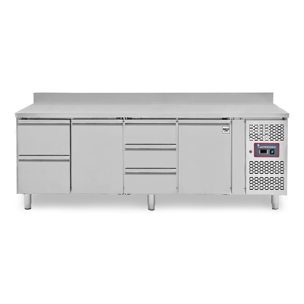 Tavolo Refrigerato 5 cassetti 2 porte 700 mm -2°C/+8°C alzatina per Gastronomia
