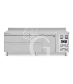 Tavolo Refrigerato 6 cassetti 1 porta 700 mm -2°C/+8°C alzatina per Gastronomia
