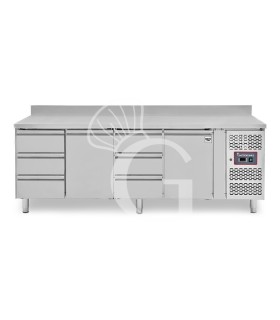 Tavolo Refrigerato 6 cassetti 2 porte 700 mm -2°C/+8°C alzatina