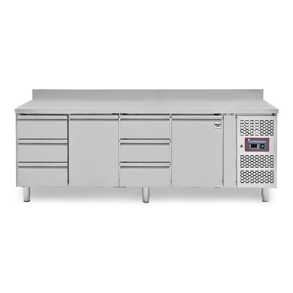 Tavolo Refrigerato 6 cassetti 2 porte 700 mm -2°C/+8°C alzatina