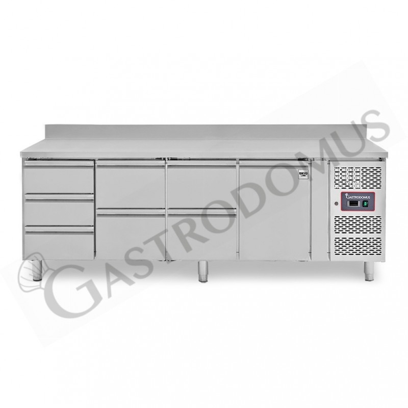 Tavolo Refrigerato 7 cassetti 1 porta 700 mm -2°C/+8°C alzatina per Gastronomia Tavolo Refrigerato 7 cassetti 1 porta 700 mm -2°C/+8°C alzatina per Gastronomia