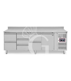 Tavolo Refrigerato 7 cassetti 1 porta 700 mm -2°C/+8°C alzatina per Gastronomia