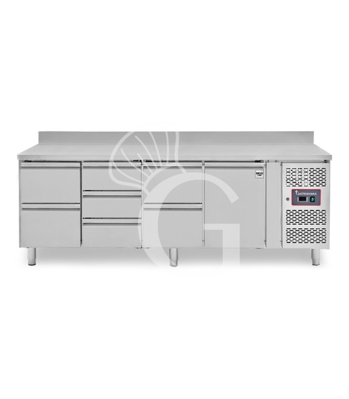 Tavolo Refrigerato 7 cassetti 1 porta 700 mm -2°C/+8°C alzatina per Gastronomia