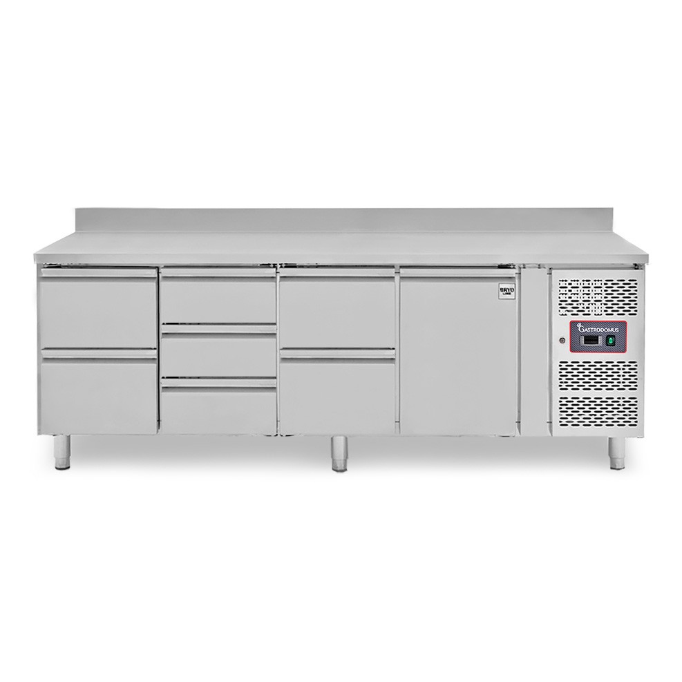 Tavolo Refrigerato 7 cassetti 1 porta 700 mm -2°C/+8°C alzatina per Gastronomia