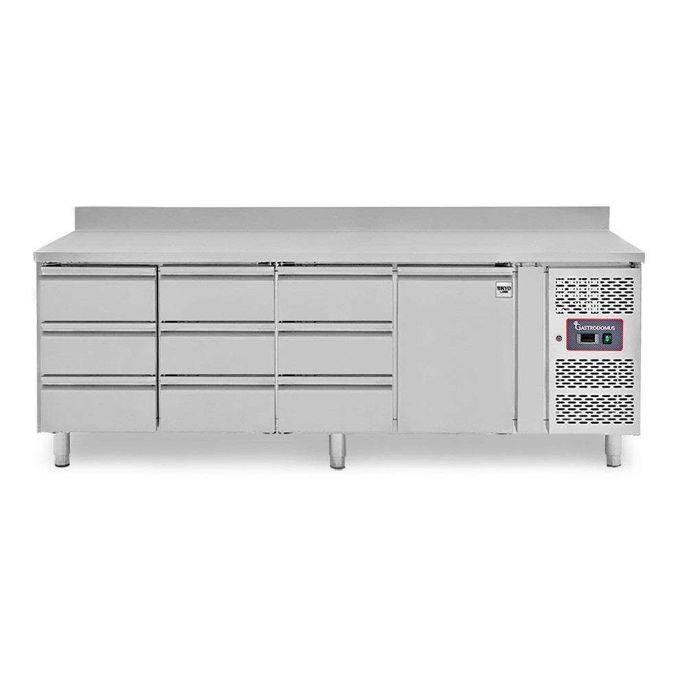Tavolo Refrigerato 9 cassetti 1 porta 700 mm -2°C/+8°C alzatina