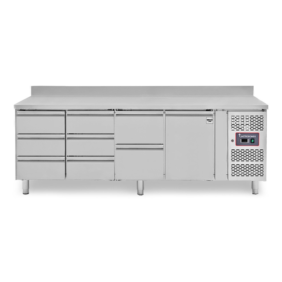 Tavolo Refrigerato 8 cassetti 1 porta 700 mm -2°C/+8°C alzatina per Gastronomia
